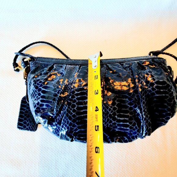 Amazing Condition Badgley Mischka Blue Snakeskin Crossbody Bag - Picture 10 of 11